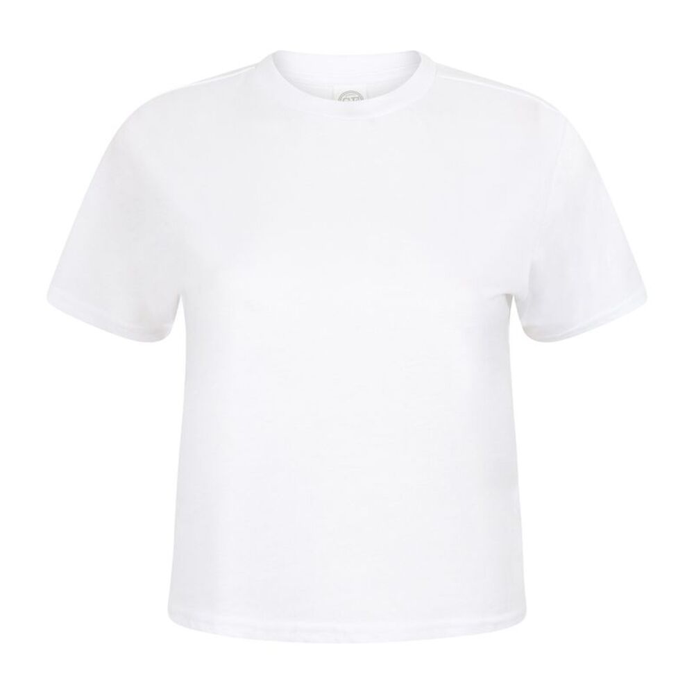 Skinni Fit Womens/Ladies Cropped Boxy T-Shirt / White